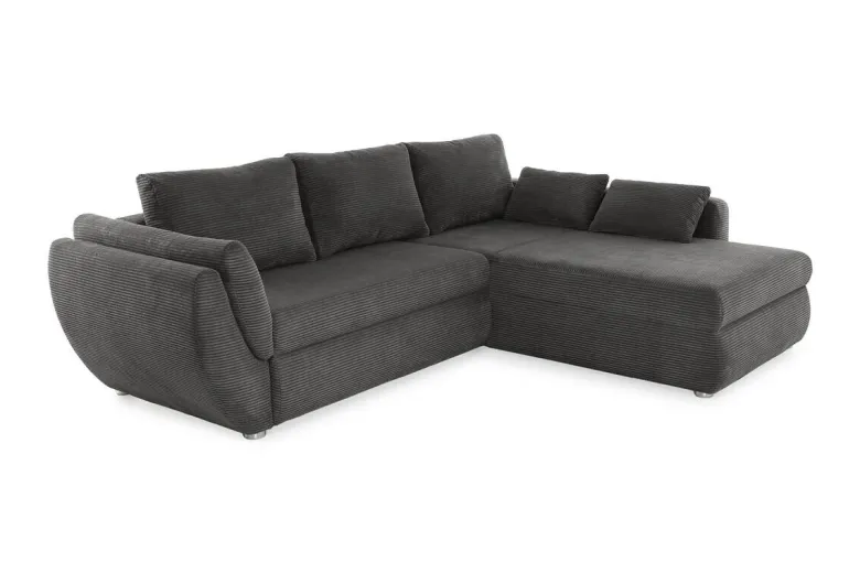 Ecksofa mit Bettfunktion und Bettkasten grau Microfaser B/H/T: ca. 272x88x200 cm