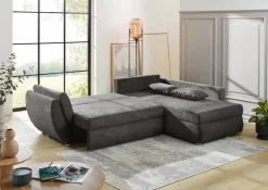 Ecksofa mit Bettfunktion und Bettkasten grau Microfaser B/H/T: ca. 272x88x200 cm