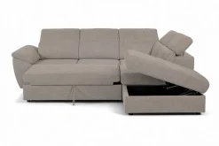Ecksofa mit Bettfunktion und Bettkasten Greige Flachgewebe B/H/T: ca. 280x108x235 cm