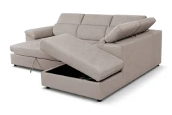 Ecksofa mit Bettfunktion und Bettkasten Greige Flachgewebe B/H/T: ca. 280x108x235 cm