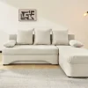 Ecksofa mit Bettfunktion und Bettkasten creme Microfaser B/H/T: ca. 191x70x142 cm