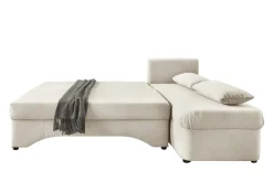 Ecksofa mit Bettfunktion und Bettkasten creme Microfaser B/H/T: ca. 191x70x142 cm
