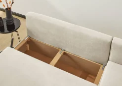 Ecksofa mit Bettfunktion und Bettkasten creme Microfaser B/H/T: ca. 191x70x142 cm