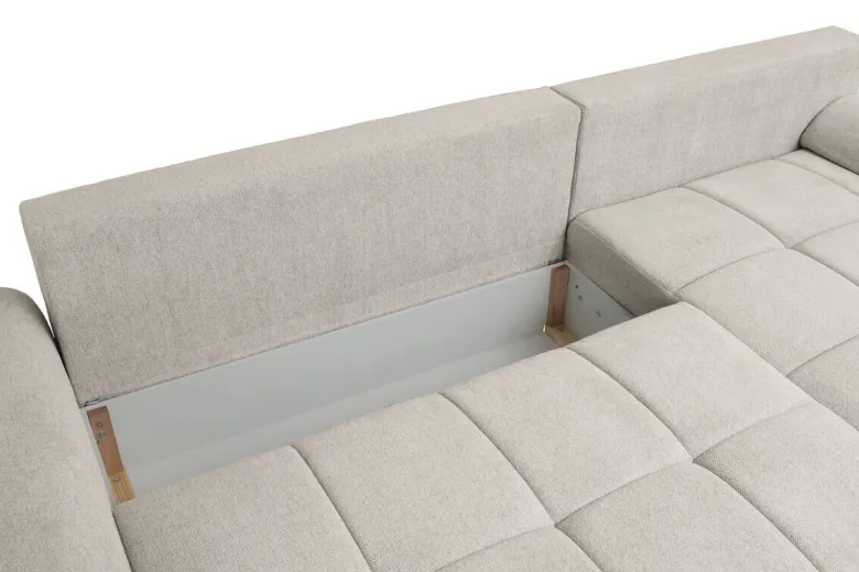 Ecksofa mit Bettfunktion und Bettkasten Lorenz taupe Microfaser B/H/T: ca. 284x74x180 cm