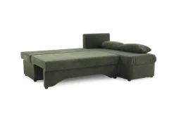 Ecksofa mit Bettfunktion und Bettkasten grün Microfaser B/H/T: ca. 191x70x142 cm