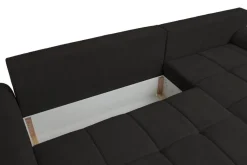 Ecksofa mit Bettfunktion und Bettkasten Lorenz schwarz Microfaser B/H/T: ca. 284x74x180 cm