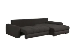 Ecksofa mit Bettfunktion und Bettkasten Lorenz schwarz Microfaser B/H/T: ca. 284x74x180 cm