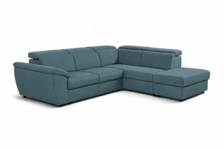 Ecksofa mit Bettfunktion und Bettkasten petrol Flachgewebe B/H/T: ca. 280x108x235 cm