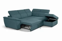 Ecksofa mit Bettfunktion und Bettkasten petrol Flachgewebe B/H/T: ca. 280x108x235 cm