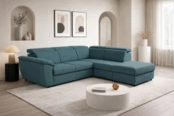 Ecksofa mit Bettfunktion und Bettkasten petrol Flachgewebe B/H/T: ca. 280x108x235 cm
