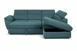 Ecksofa mit Bettfunktion und Bettkasten petrol Flachgewebe B/H/T: ca. 280x108x235 cm