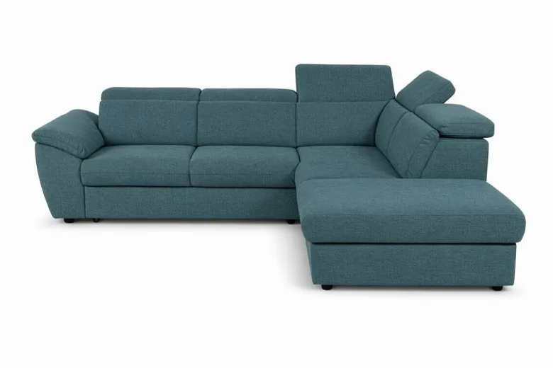 Ecksofa mit Bettfunktion und Bettkasten petrol Flachgewebe B/H/T: ca. 280x108x235 cm