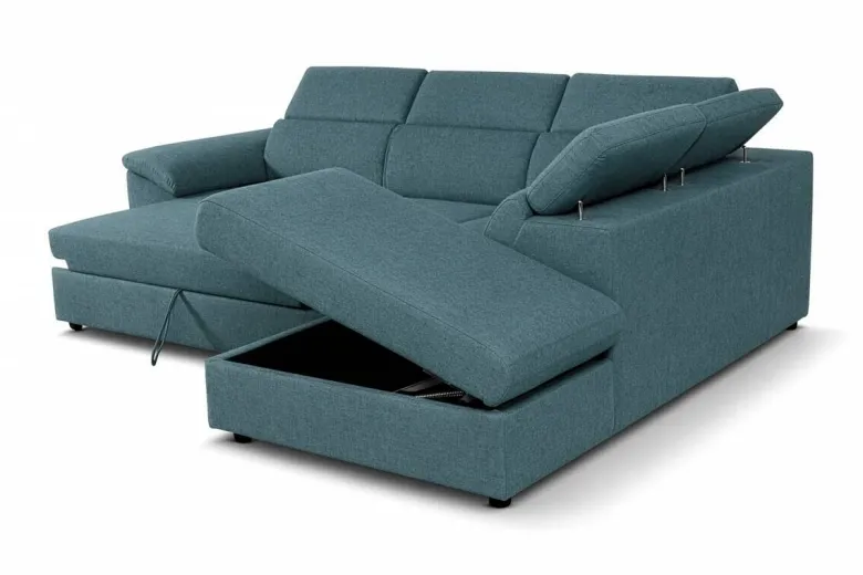Ecksofa mit Bettfunktion und Bettkasten petrol Flachgewebe B/H/T: ca. 280x108x235 cm