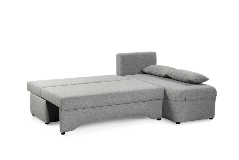 Ecksofa mit Bettfunktion und Bettkasten hellgrau Feinstruktur B/H/T: ca. 191x70x142 cm