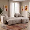 Ecksofa mit Bettfunktion und Bettkasten hellgrau Webstoff B/H/T: ca. 247x83x162 cm