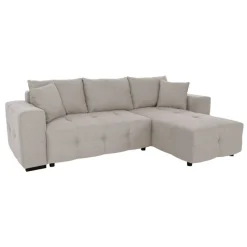 Ecksofa mit Bettfunktion und Bettkasten hellgrau Webstoff B/H/T: ca. 247x83x162 cm