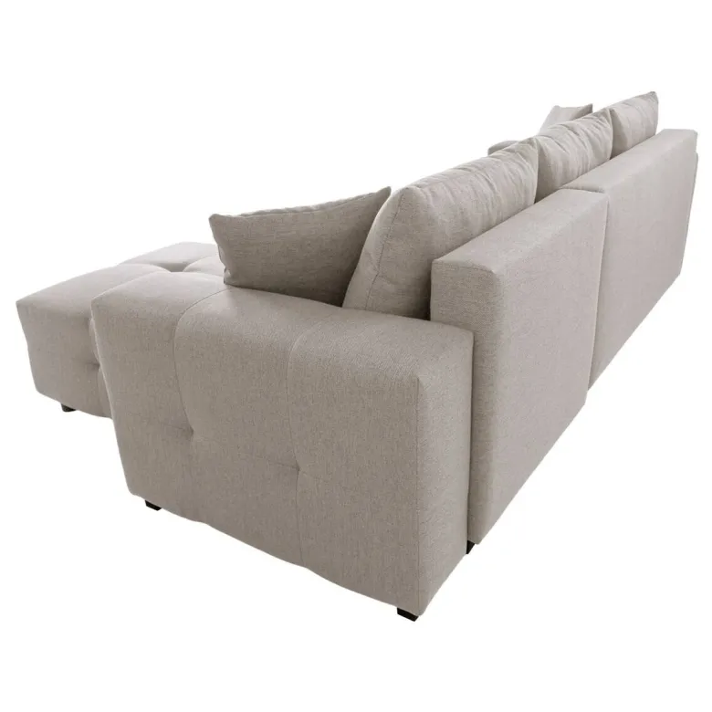 Ecksofa mit Bettfunktion und Bettkasten hellgrau Webstoff B/H/T: ca. 247x83x162 cm
