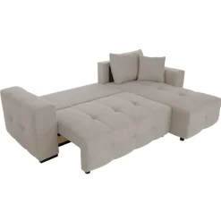 Ecksofa mit Bettfunktion und Bettkasten hellgrau Webstoff B/H/T: ca. 247x83x162 cm