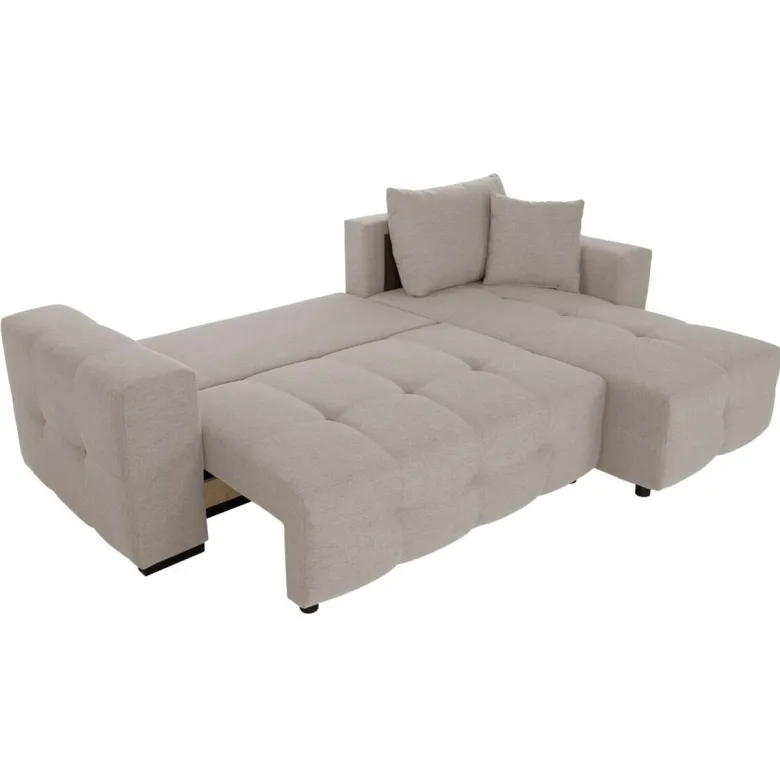 Ecksofa mit Bettfunktion und Bettkasten hellgrau Webstoff B/H/T: ca. 247x83x162 cm