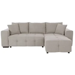 Ecksofa mit Bettfunktion und Bettkasten hellgrau Webstoff B/H/T: ca. 247x83x162 cm