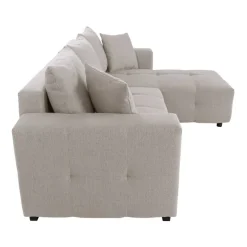 Ecksofa mit Bettfunktion und Bettkasten hellgrau Webstoff B/H/T: ca. 247x83x162 cm
