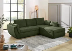 Ecksofa mit Bettfunktion und Bettkasten grün Microfaser B/H/T: ca. 272x88x200 cm