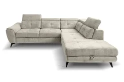 Ecksofa mit Bettfunktion und Bettkasten Greige Microfaser B/H/T: ca. 274x82x231 cm