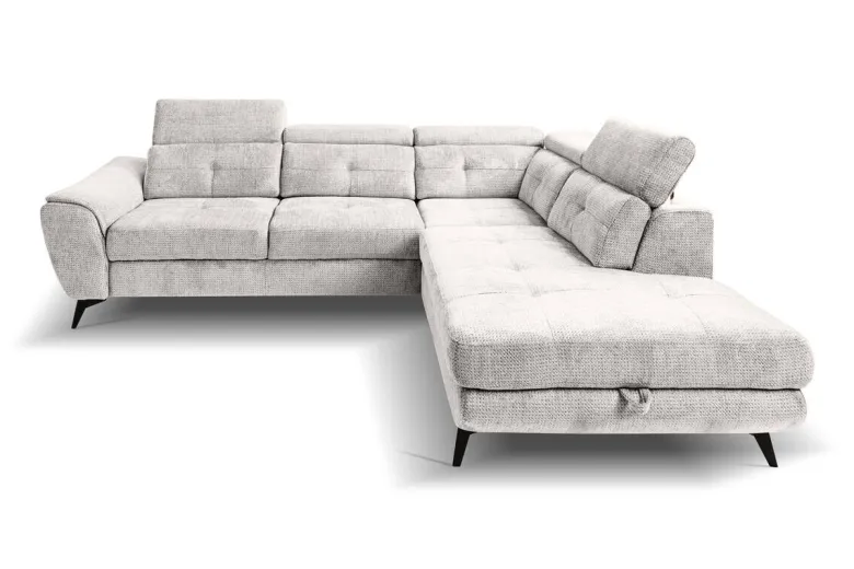 Ecksofa mit Bettfunktion und Bettkasten natur Microfaser B/H/T: ca. 274x82x231 cm