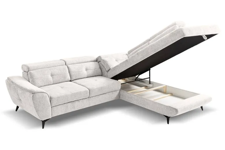 Ecksofa mit Bettfunktion und Bettkasten natur Microfaser B/H/T: ca. 274x82x231 cm