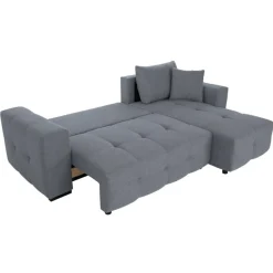 Ecksofa mit Bettfunktion und Bettkasten grau Webstoff B/H/T: ca. 247x83x162 cm