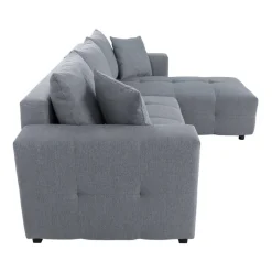 Ecksofa mit Bettfunktion und Bettkasten grau Webstoff B/H/T: ca. 247x83x162 cm