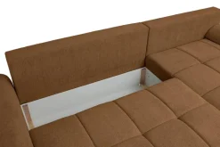 Ecksofa mit Bettfunktion und Bettkasten Lorenz ziegel Microfaser B/H/T: ca. 284x74x180 cm