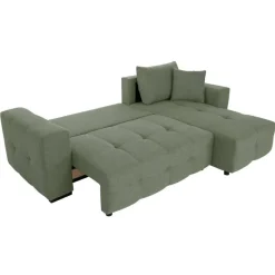Ecksofa mit Bettfunktion und Bettkasten salbei Webstoff B/H/T: ca. 247x83x162 cm