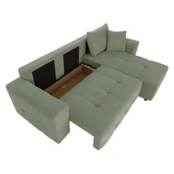 Ecksofa mit Bettfunktion und Bettkasten salbei Webstoff B/H/T: ca. 247x83x162 cm