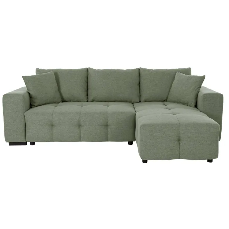 Ecksofa mit Bettfunktion und Bettkasten salbei Webstoff B/H/T: ca. 247x83x162 cm