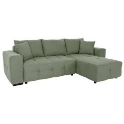 Ecksofa mit Bettfunktion und Bettkasten salbei Webstoff B/H/T: ca. 247x83x162 cm