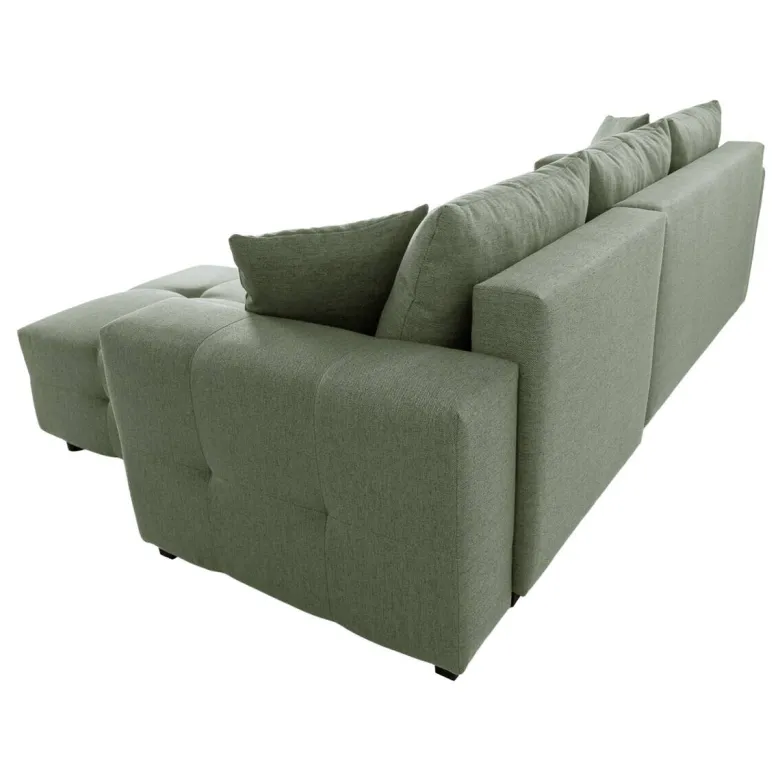 Ecksofa mit Bettfunktion und Bettkasten salbei Webstoff B/H/T: ca. 247x83x162 cm