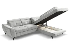Ecksofa mit Bettfunktion und Bettkasten silber Microfaser B/H/T: ca. 274x82x231 cm