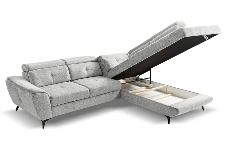Ecksofa mit Bettfunktion und Bettkasten silber Microfaser B/H/T: ca. 274x82x231 cm