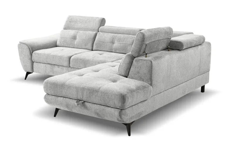Ecksofa mit Bettfunktion und Bettkasten silber Microfaser B/H/T: ca. 274x82x231 cm