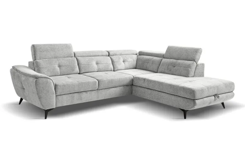 Ecksofa mit Bettfunktion und Bettkasten silber Microfaser B/H/T: ca. 274x82x231 cm