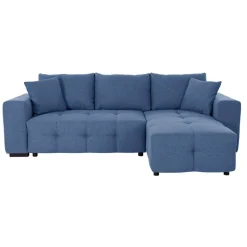 Ecksofa mit Bettfunktion und Bettkasten blau Webstoff B/H/T: ca. 247x83x162 cm