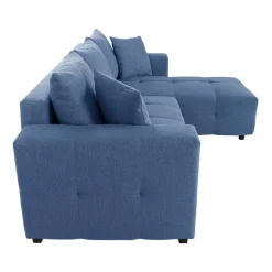 Ecksofa mit Bettfunktion und Bettkasten blau Webstoff B/H/T: ca. 247x83x162 cm