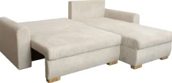 Ecksofa mit Bettfunktion und Bettkasten beige Microfaser B/H/T: ca. 224,5x90x168 cm