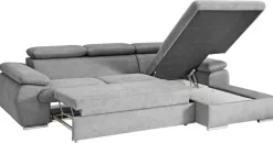Ecksofa mit Bettfunktion und Bettkasten graubraun