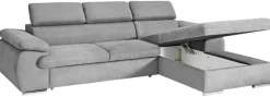 Ecksofa mit Bettfunktion und Bettkasten graubraun