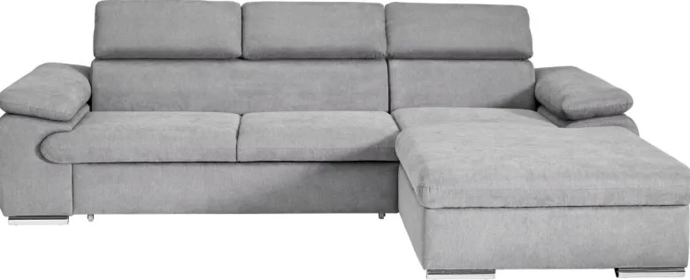 Ecksofa mit Bettfunktion und Bettkasten graubraun