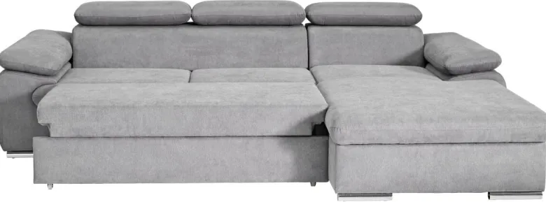 Ecksofa mit Bettfunktion und Bettkasten graubraun