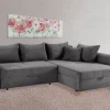 Ecksofa mit Bettfunktion und Bettkasten grau Microfaser B/H/T: ca. 236x81x160 cm