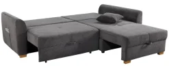 Ecksofa mit Bettfunktion und Bettkasten grau Microfaser B/H/T: ca. 236x81x160 cm